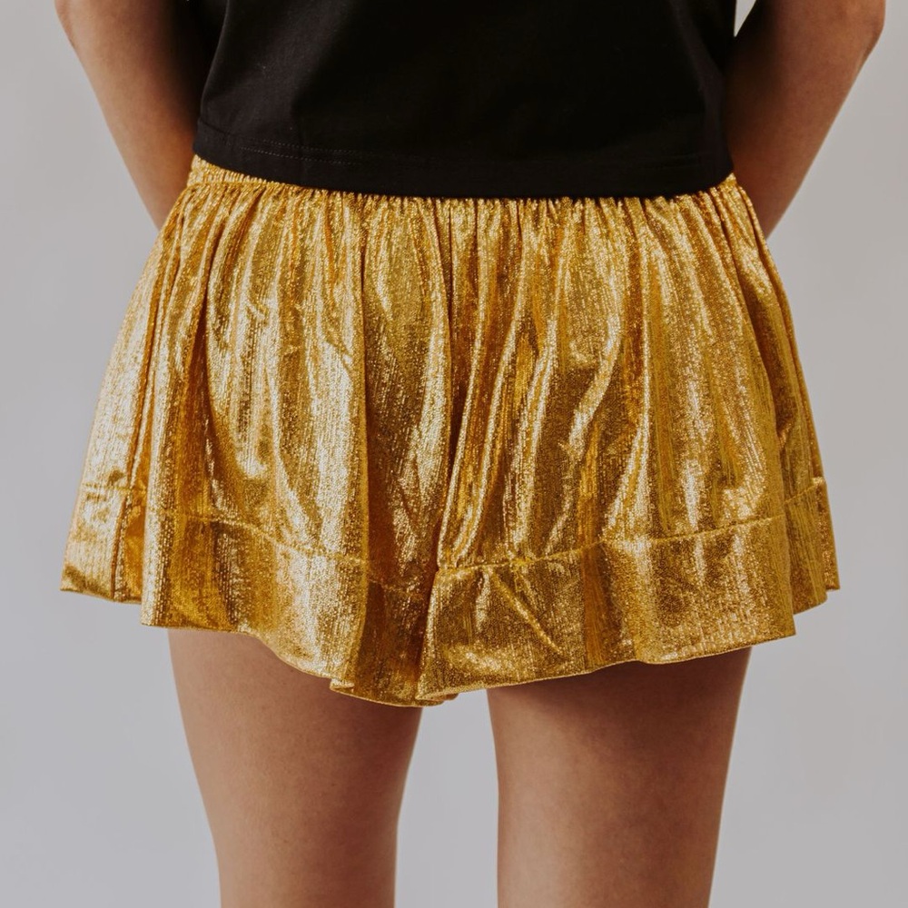 Queen Of Sparkles All The Glory Gold Metallic Shorts View 4
